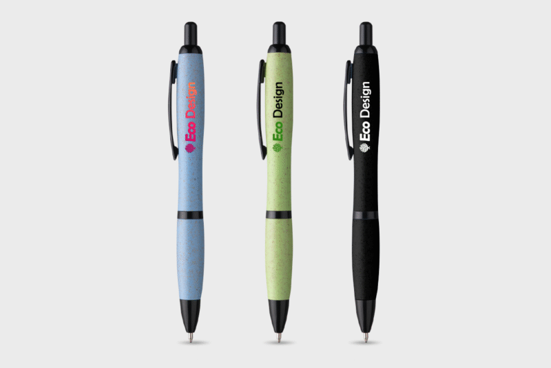 Stylo en paille de blé avec détails noirs
